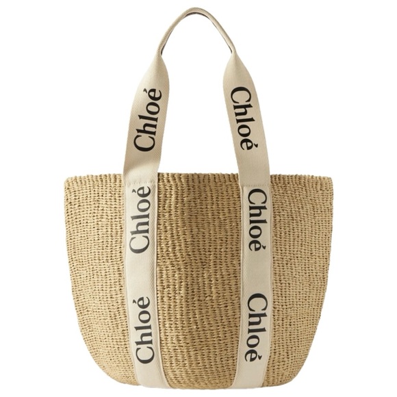 CHLOE Woody raffia tote bag - Picture 1 of 7